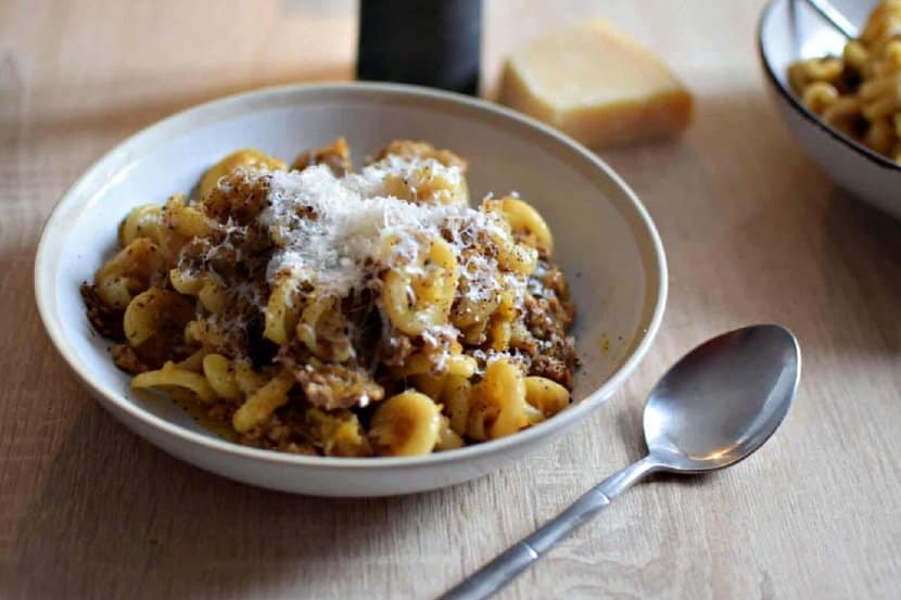 Pates a la saucisse et courge recette