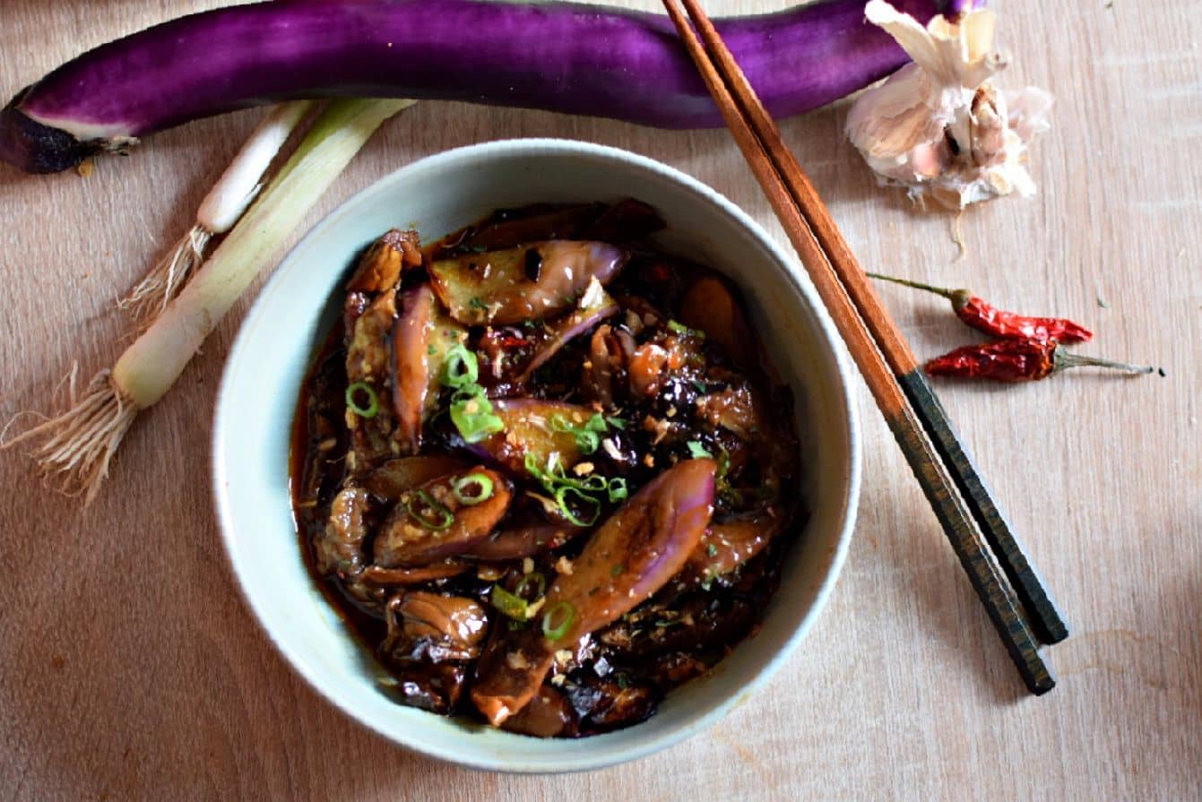 Aubergines chinoises caramélisées à l